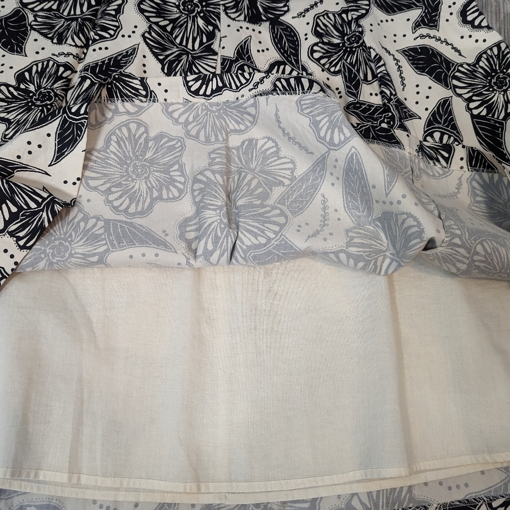 Charter Club women's knee length A-Line skirt white with black floral pleated 10 - Picture 9 of 12